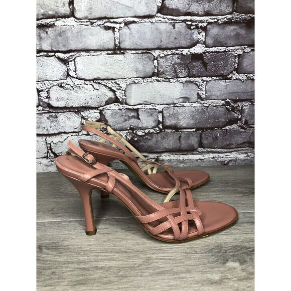 VIA SPIGA Pink Leather Ankle Strap Stiletto Heels Sandals Women Sz 9N US/39.5EU - Picture 1 of 16